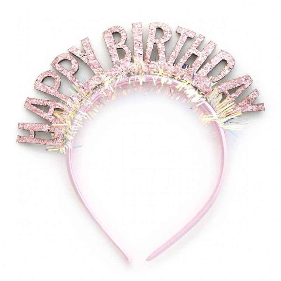 Glitter Happy Birthday Tinsel Headband Glitter Happy Birthday Tinsel Headband