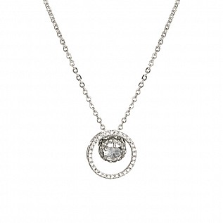 Double Crowned Cubic Zirconia Encircled Necklace