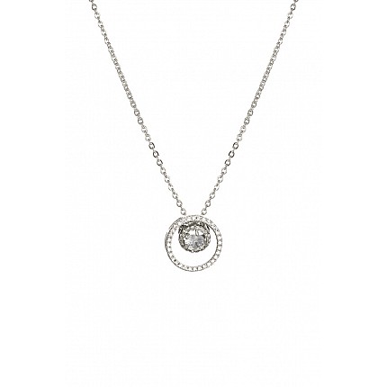 Double Crowned Cubic Zirconia Encircled Necklace