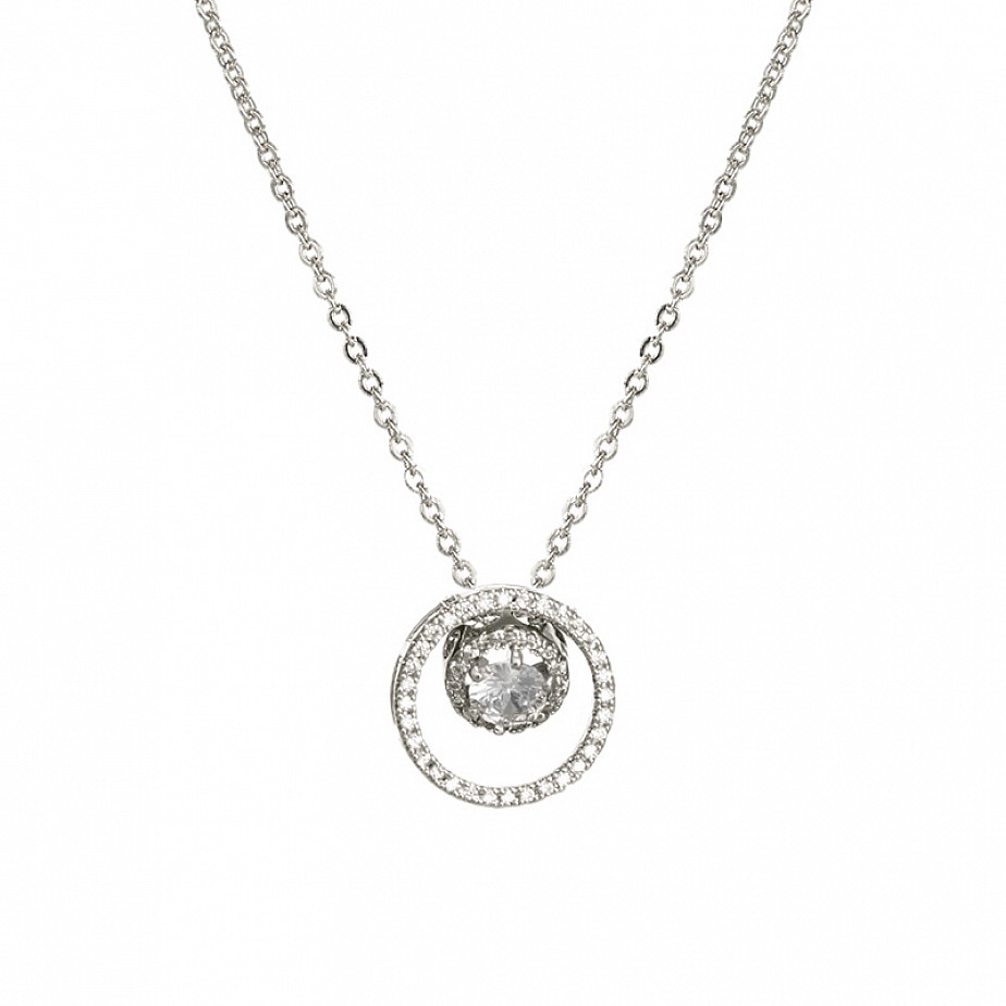 Double Crowned Cubic Zirconia Encircled Necklace