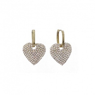 Pave Heart Dangle Earrings