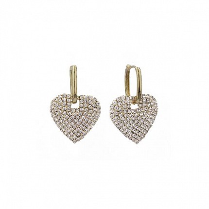 Pave Heart Dangle Earrings