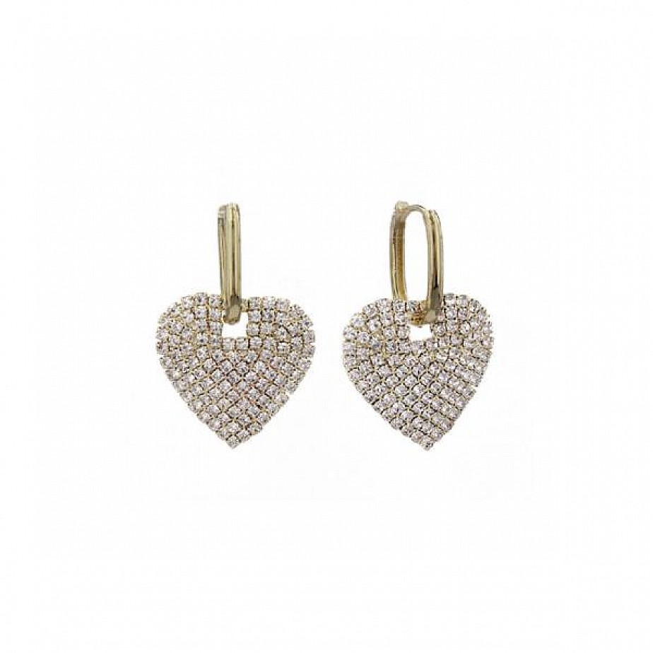 Pave Heart Dangle Earrings