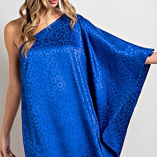 Animal Print One Shoulder Drapey Dress