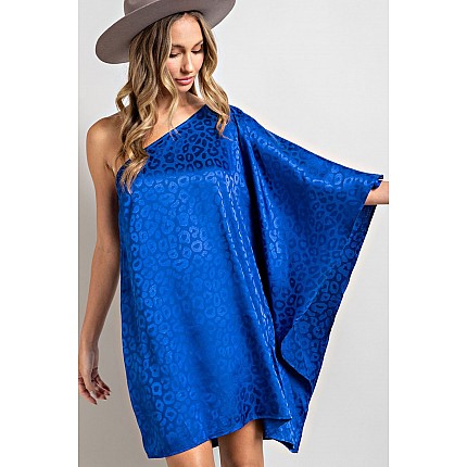 Animal Print One Shoulder Drapey Dress
