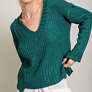 V Neck Knit Sweater Top 