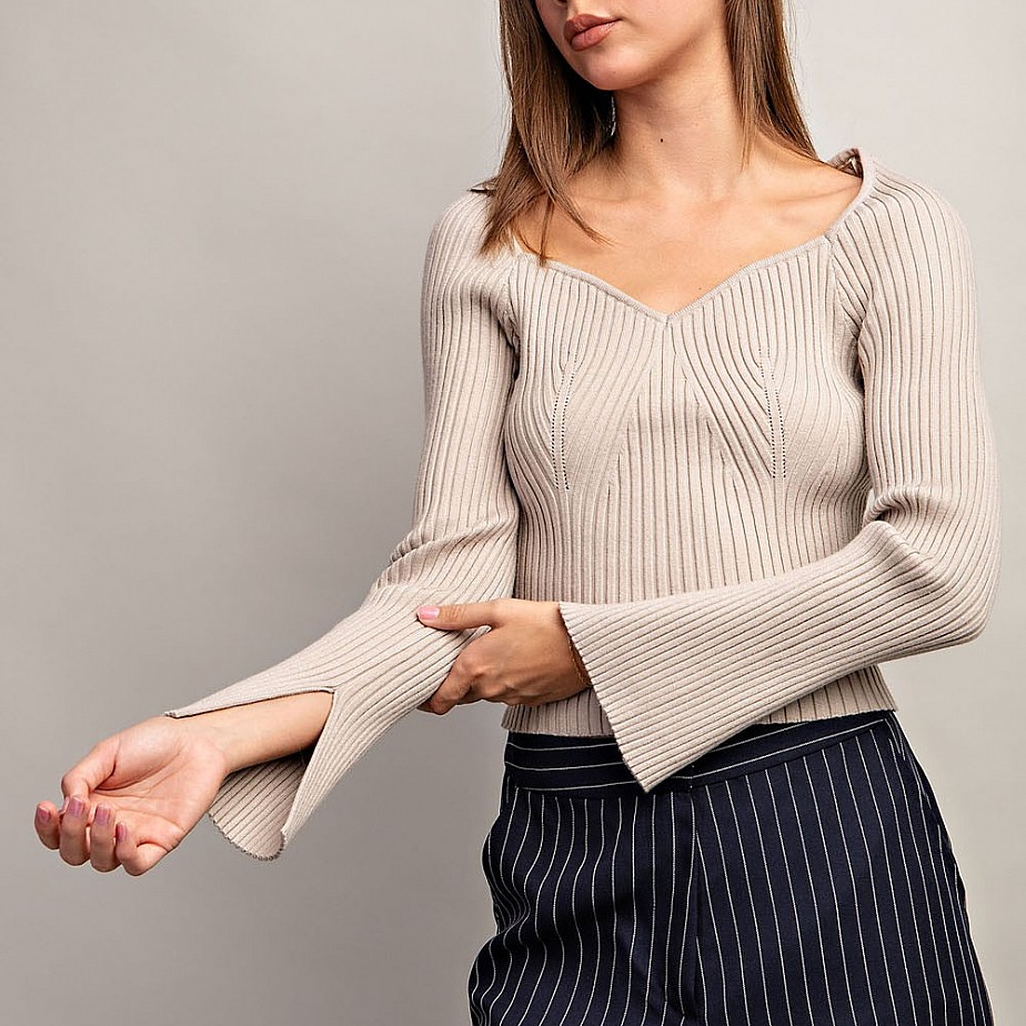 Ribbed Long Sleeve Ribbed Knit Top Ribbed Long Sleeve Ribbed Knit Top