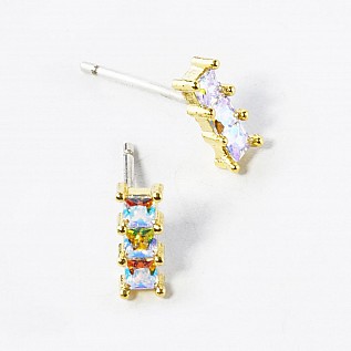 18K Gold Dipped Cubic Zirconia Bar Earrings