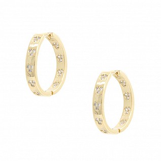 18K Gold Dipped Rhinestone Accent Hoop Earrings