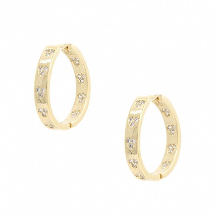 18K Gold Dipped Rhinestone Accent Hoop Earrings