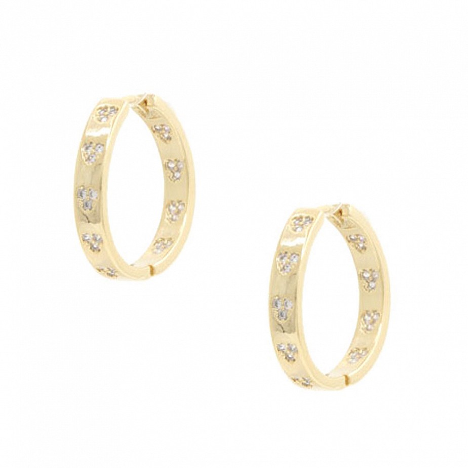 18K Gold Dipped Rhinestone Accent Hoop Earrings