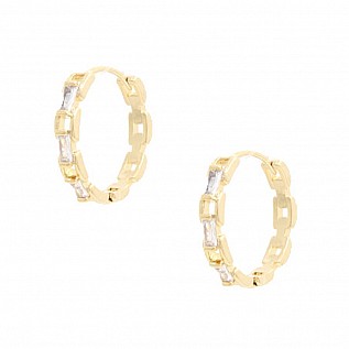 18K Gold Dipped Square Link Cubic Zirconia Earrings