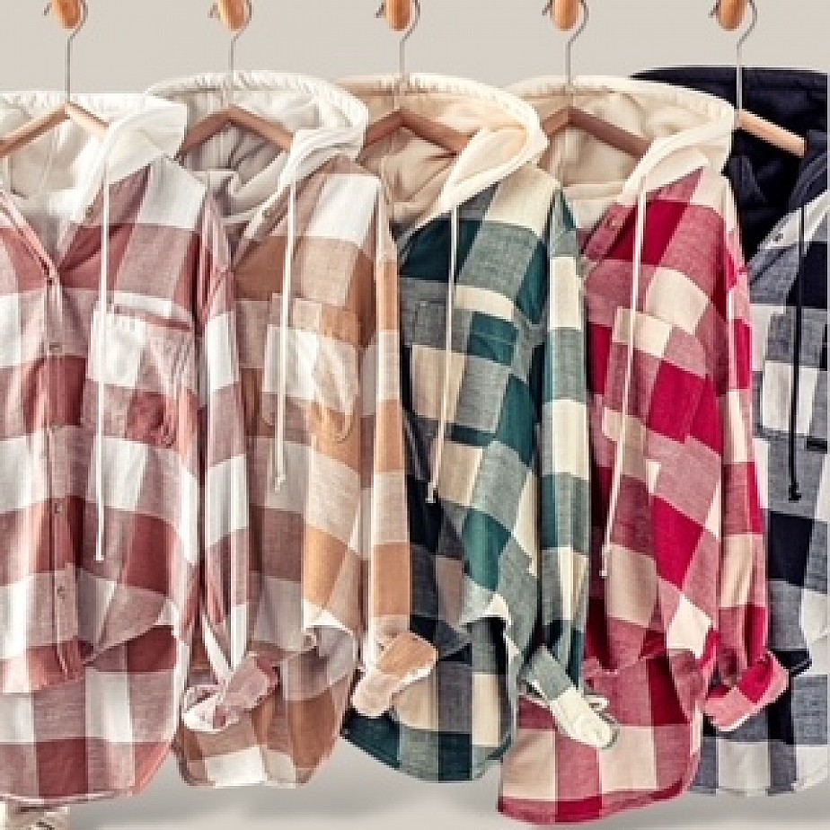 Buffalo Plaid Button Down Hooded Top Buffalo Plaid Button Down Hooded Top
