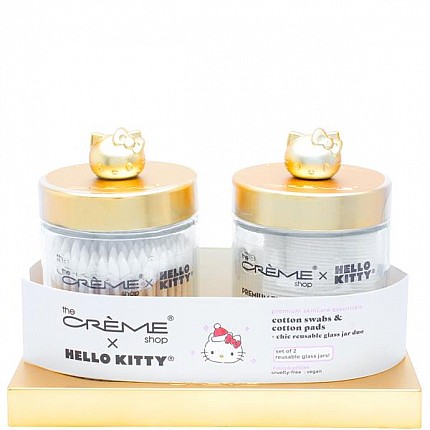 HELLO KITTY CHIC REUSABLE JAR SET + PREMIUM COTTON PADS & SWABS