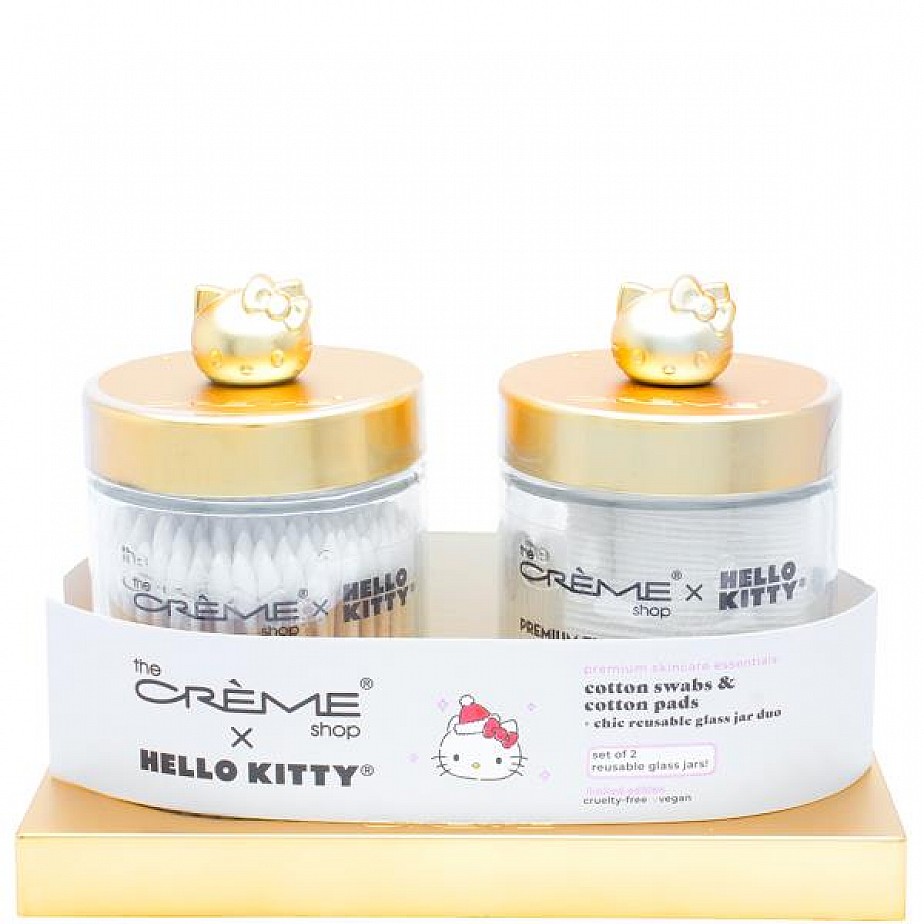HELLO KITTY CHIC REUSABLE JAR SET + PREMIUM COTTON PADS & SWABS HELLO KITTY CHIC REUSABLE JAR SET + PREMIUM COTTON PADS & SWABS