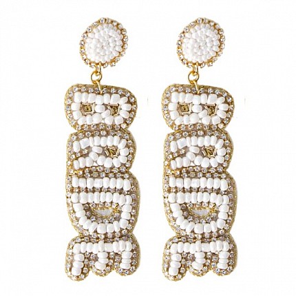 Beaded "BRIDE" Earrings