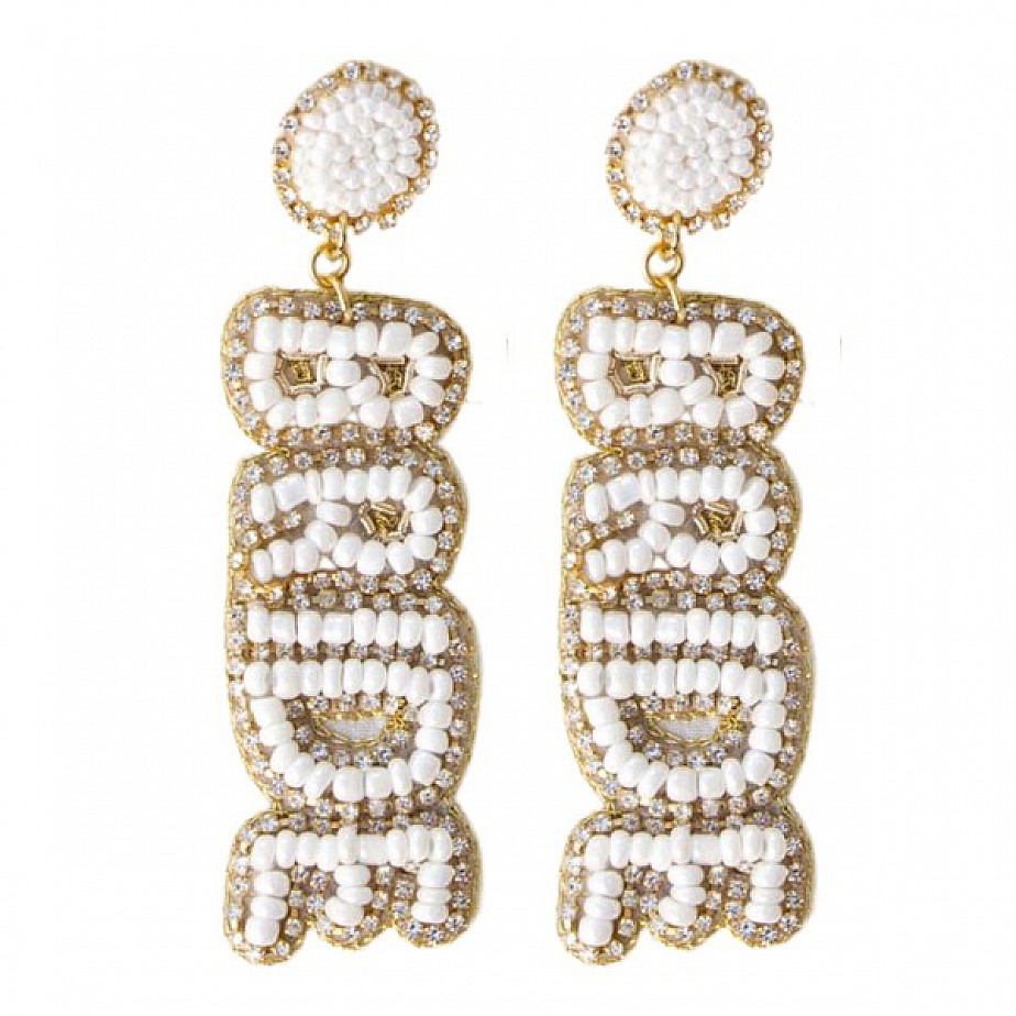 Beaded "BRIDE" Earrings